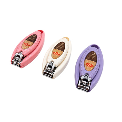 Triple Seven 777 Stainless Steel 2.5" Long Wide Grip Nail Clippers with Clipping Catcher Case - Fingernail Cutters - 3 Colors (Pink, White or Purple) - Made in Korea