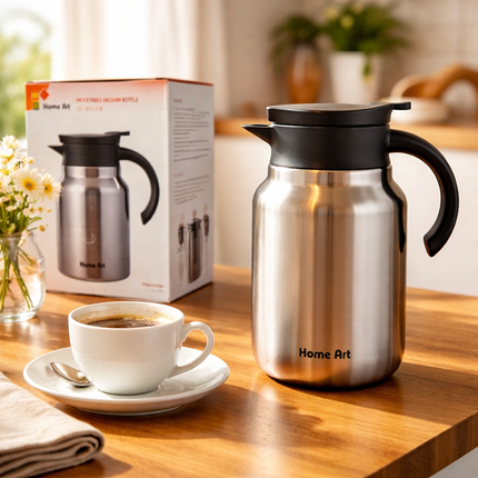 Home Art 1.2L Stainless Steel Table Vacuum Bottle with Detachable Tea Infuser - Vacuum Insulated Coffee & Tea Carafe
