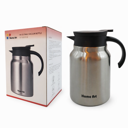 Home Art 1.2L Stainless Steel Table Vacuum Bottle with Detachable Tea Infuser - Vacuum Insulated Coffee & Tea Carafe