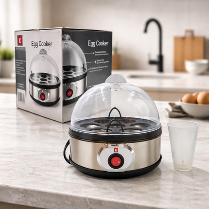 Key Kitchenware Stainless Steel Electric Egg Cooker (7 Eggs) – Automatic Egg Boiler