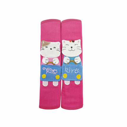 Refrigerator Handle/Seat Belt Covers Small (2 pcs - Cute Cat Design) - Washable Cloth, Velcro Straps