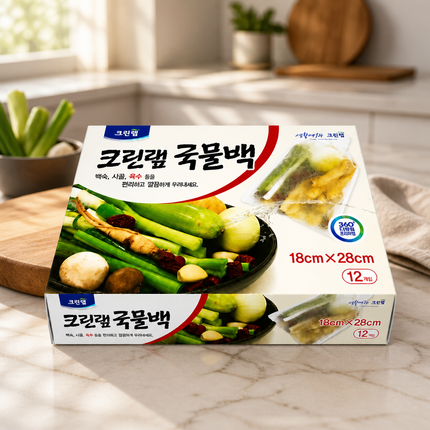 Cleanlab Large Soup Stock Bags for Soup, Broth & Herbs – 7.1" × 11.0" (18 × 28 cm) – 12 Bags – Made in Korea
