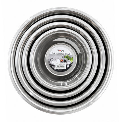 KOCO Premium Stainless Steel Mixing & Prep Bowl – 4 Sizes (20 cm, 24 cm, 28 cm, or 32 cm) / (7.9", 9.4", 11.0", or 12.6")