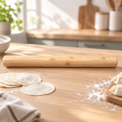 Handle-Free Wooden Rolling Pin for Dough & Dumpling Wrappers - 2 Sizes - Made in Korea