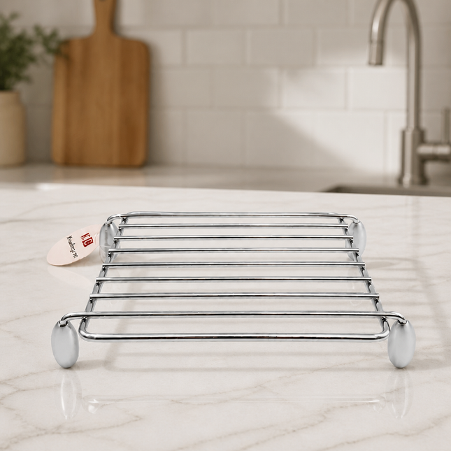 Stainless Steel Square Trivet with Non-Slip Feet – 8" x 8" - Hot Pat Mat
