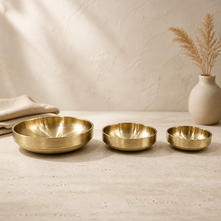 Traditional Korean Gold Titanium-Coated Stainless Steel Sauce, Side Dish, or Serving Plate – Double-Wall Vacuum Insulated – 3 Sizes (3.5", 4.5", or 6")
