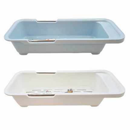 Home Art Expandable Sink Dish Stand & Drain Basket – 17.5" to 23.25" – 2 Colors (Blue or White)