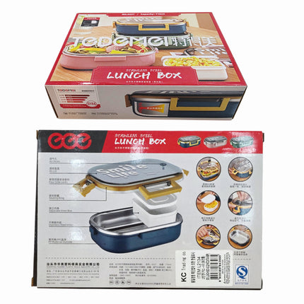 Stainless Steel Bento Lunch Box (3 Colors: Blue/Yellow, Mint Green, Blush Pink) – 2-Tier – 710ml Leak-Lock Container
