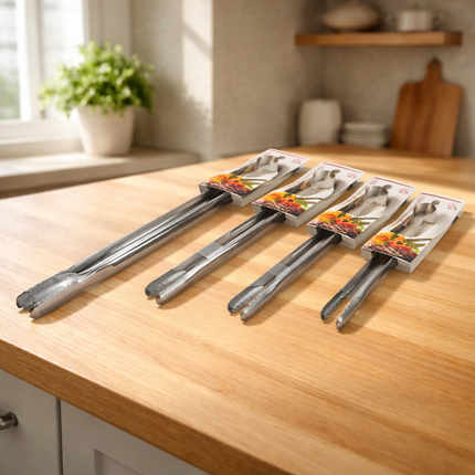 KBig Store Stainless Steel Kitchen Tongs - 4 Sizes (7.9", 9.8", 11.8", or 15.7")
