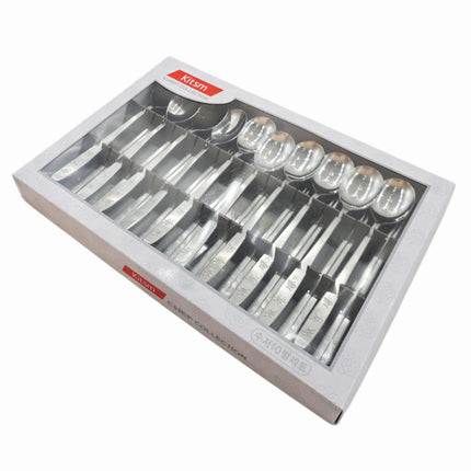 Kitsm Korean Stainless Steel Spoon & Chopsticks Set (10 Person Set) - Leaf Design Handle - Made in Korea
