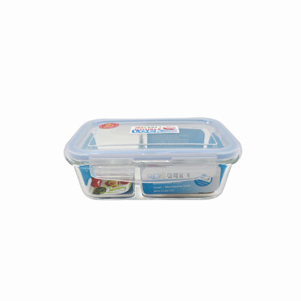 KBIG STORE Double Lock Borosilicate Glass Food Storage Container with Divider (4 Sizes) – BPA Free – Oven & Microwave Safe
