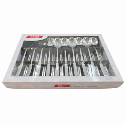 Kitsm Korean Stainless Steel Spoon & Chopsticks Set (10 Person Set) - Classic Plain Design - Made in Korea