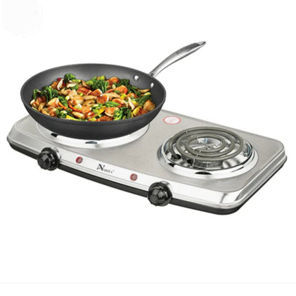 Narita Electric Double Burner Hot Plate - 1500W Countertop Coil Cooktop - 19" x 12" - ETL Listed