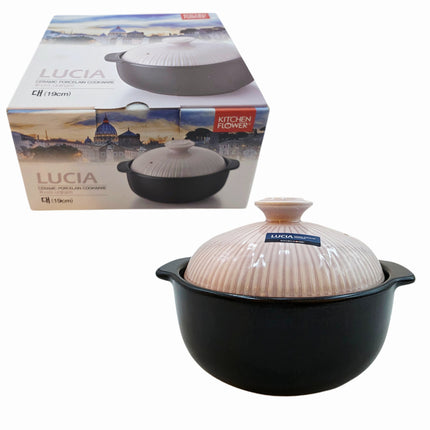 Kitchen Flower Lucia Ceramic Porcelain Cookware Hot Pot & Lid (3 Sizes) – Made in Korea