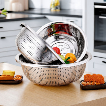 KOCO Premium Stainless Steel Colander – 4 Sizes (24 cm, 28 cm, 32 cm, or 36 cm) / (9.4", 11.0", 12.6", or 14.2")