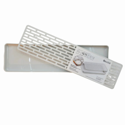 Mini Dish Drying Rack with Detachable Slotted Tray (15 x 4.3 in / 38 x 11 cm) - Compact Countertop Dish Drainer