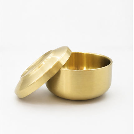 Traditional Korean Gold Titanium-Coated Stainless Steel Rice Bowl with Lid – Double-Wall Vacuum Insulated – 4.2" (10.7 cm)