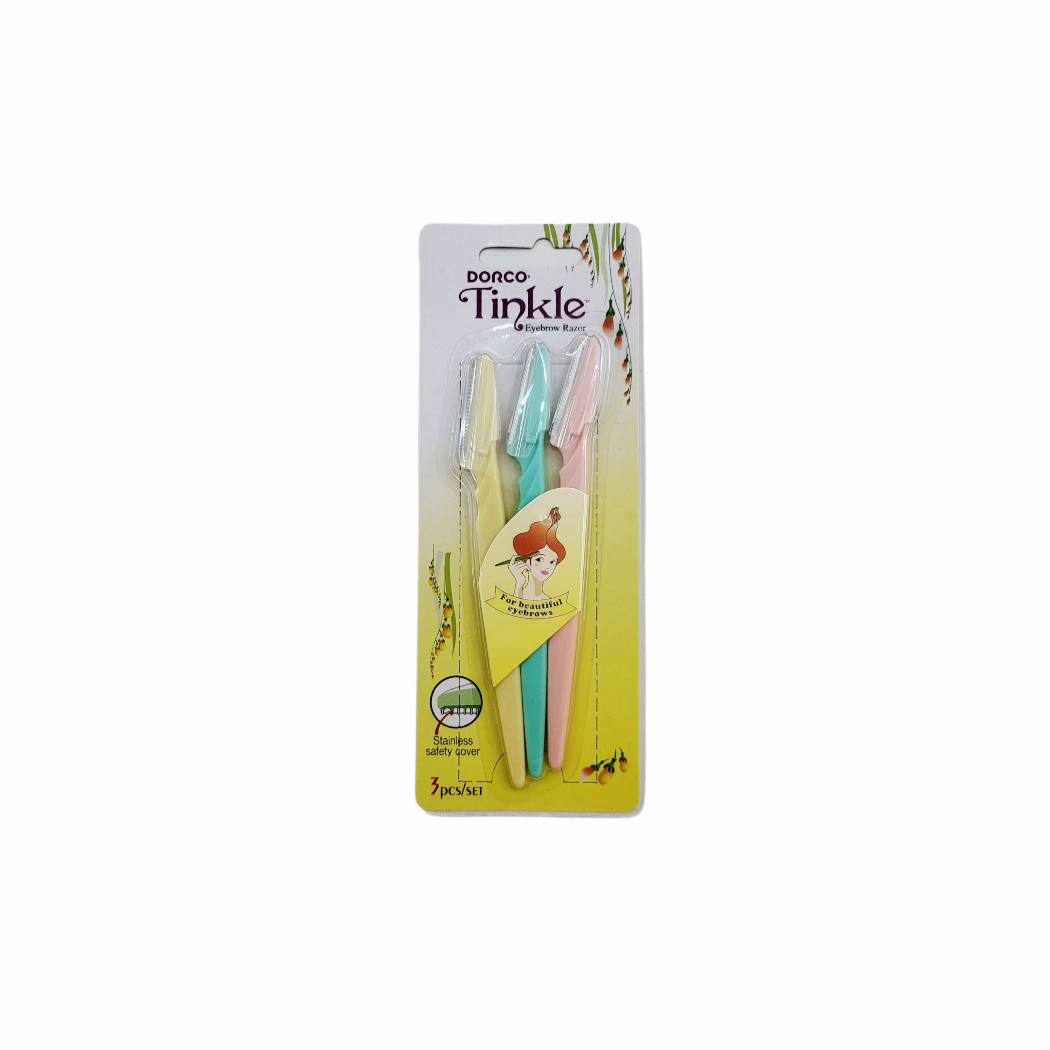 Dorco Tinkle Eyebrow Razors (3-pack) With Blade Covers