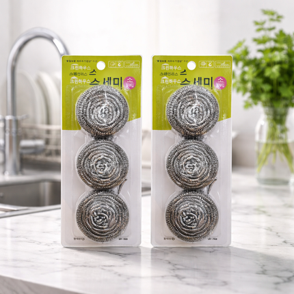 6 pcs Stainless Steel Scrubbers/Sponges (20g size each - 2 packs of 3pcs)