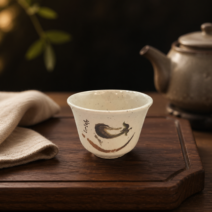 Traditional Eggplant Motif Small Melamine Tea Cup - 3.2" - Made in Taiwan