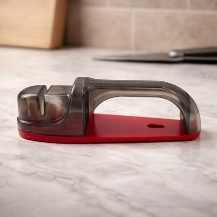 Queen Sense Handy Knife Sharpener – Ceramic Pull-Through Sharpener -  Non-Slip Base - Made in Korea