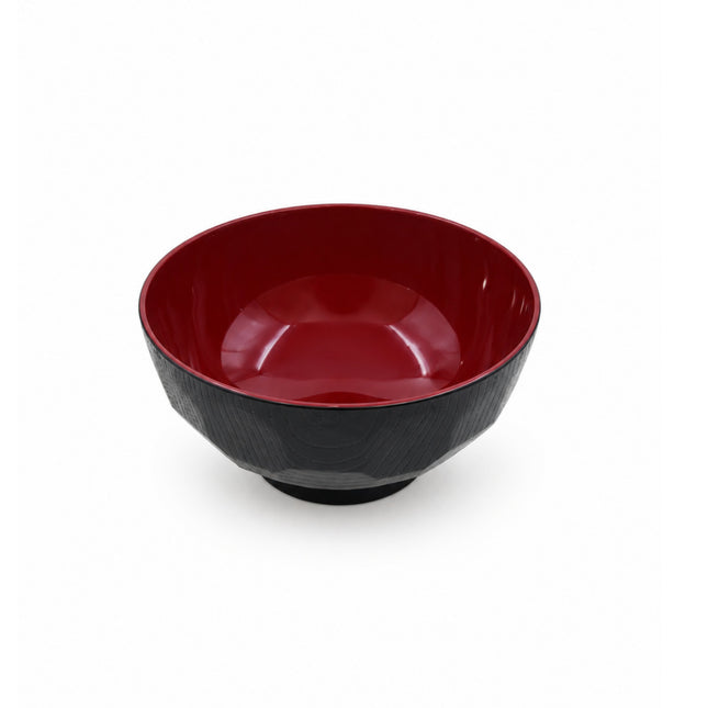 Japanese Style Textured Red & Black Melamine Rice / Soup Bowl - 4.63 in - Made in Japan