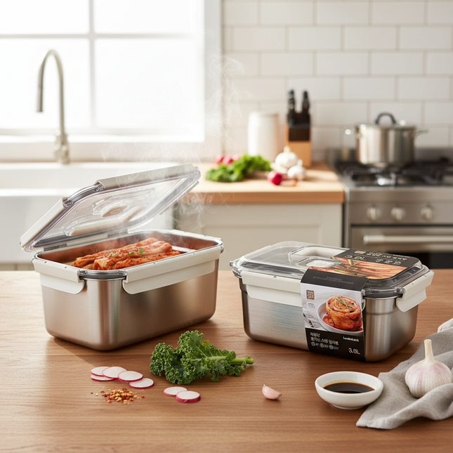 LocknLock Breathable Stainless Steel Kimchi Storage Container (3.8L) – Made in Korea