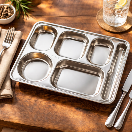 Stainless Steel Food Tray (6-partition)