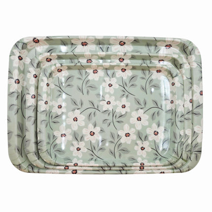 Floral Daisy Melamine Serving Tray - Rectangular Serving Trays - 3 Sizes (Small, Medium, Large)