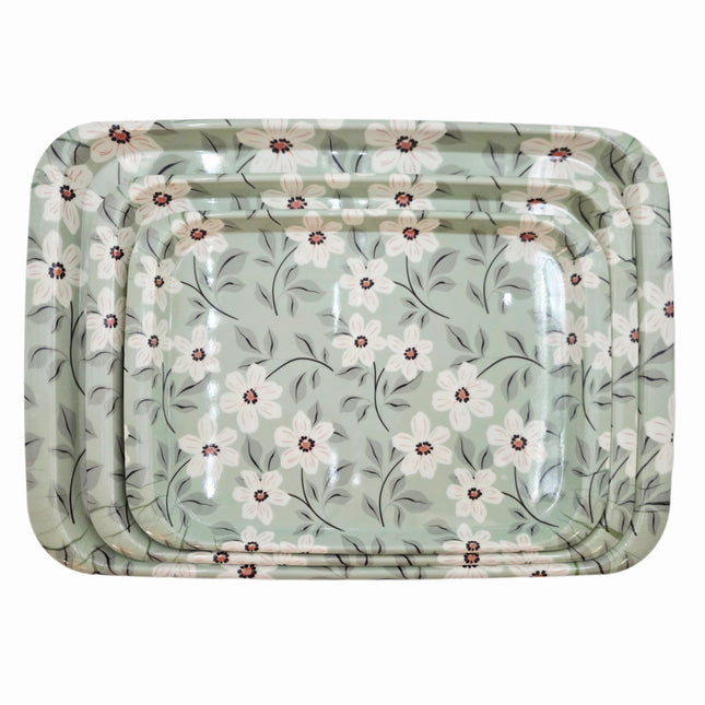 Floral Daisy Melamine Serving Tray - Rectangular Serving Trays - 3 Sizes (Small, Medium, Large)
