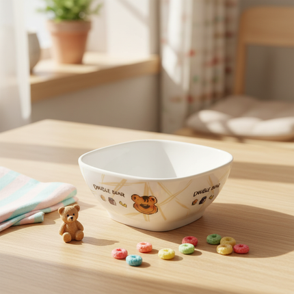 "Double Bear" Kids Square Bowl (Melamine)