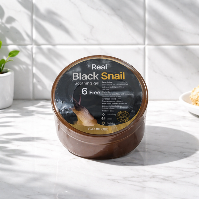 Foodaholic Real Black Snail Soothing Gel (300mL) – Korean Snail Mucin Moisturizing Gel – Made in Korea