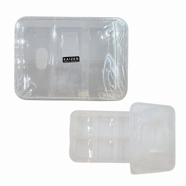 6-Section Clear Storage Container with Vented Lid – Food & Small Parts Organizer (8.25″ x 6″)