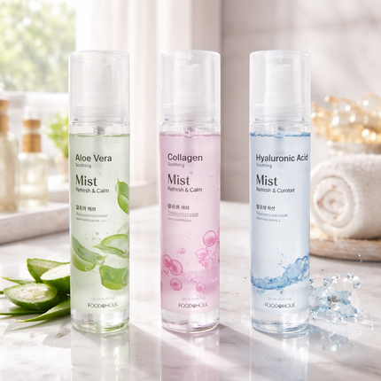 FOODAHOLIC Soothing Facial Mist Spray – Hydrating Korean Face Mist (Aloe, Collagen, Hyaluronic Acid | 120ml) - Made in Korea