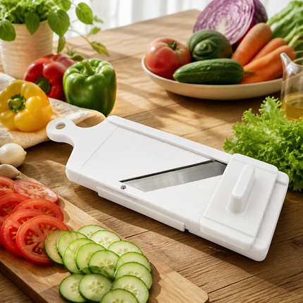 Shimomura Adjustable Thickness Vegetable Mandoline Slicer with Safety Holder - Made in Japan