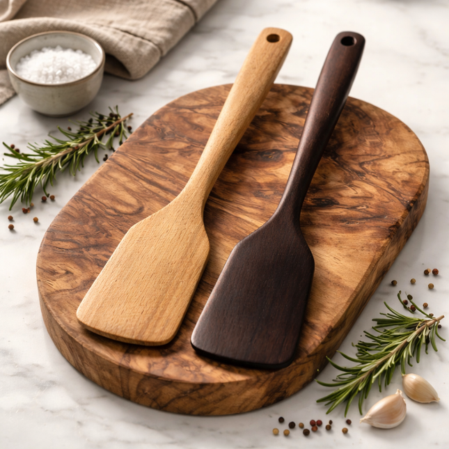Dasom Wooden Cooking Spatulas - Natural & Lacquered Wood Options