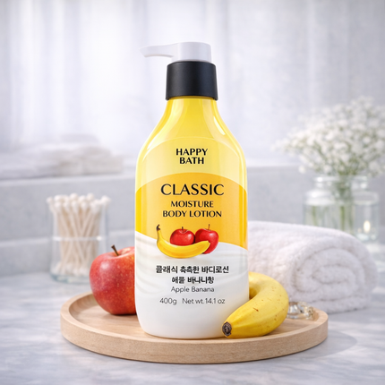 Happy Bath Classic "Moisture" Body Lotion (Apple Banana Scent) - 400g / 14.1oz - Made in Korea
