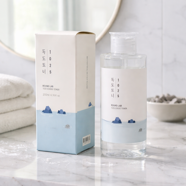 ROUND LAB 1025 Dokdo Toner – Hydrating & Gentle Exfoliating Toner with Deep Sea Water (200ml / 6.76 fl oz) - Made in Korea