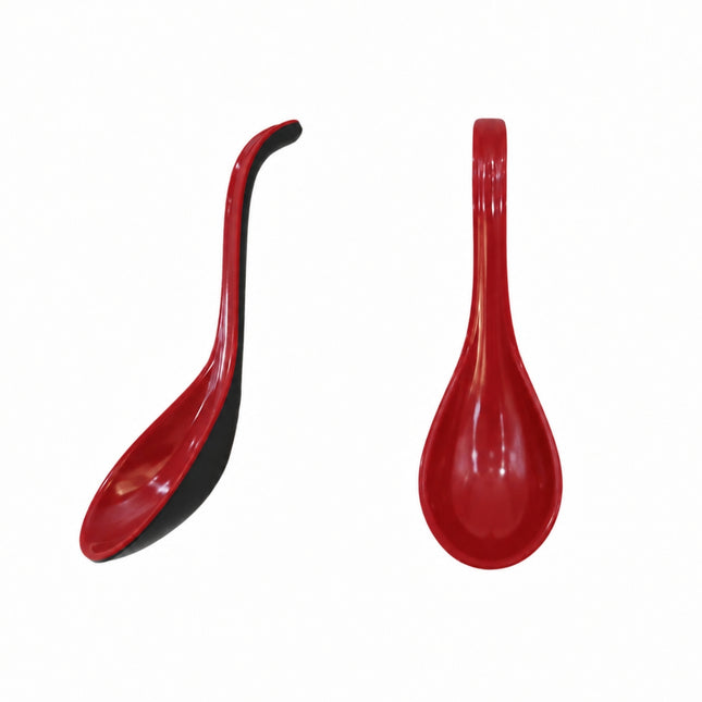 Red & Black Melamine Large Wide-Mouth Soup Spoon/Ladle – 6.5 in