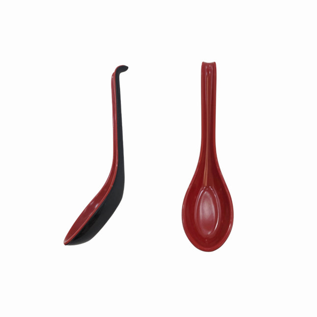 Red & Black Melamine Soup Spoon with Hooked Handle – 6.25 in