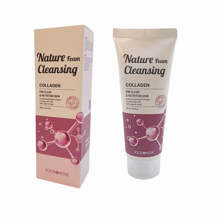 FOODAHOLIC Nature Foam Cleansing – Korean Facial Cleanser (Aloe, Cucumber, Green Tea, Collagen | 150ml) - Made in Korea