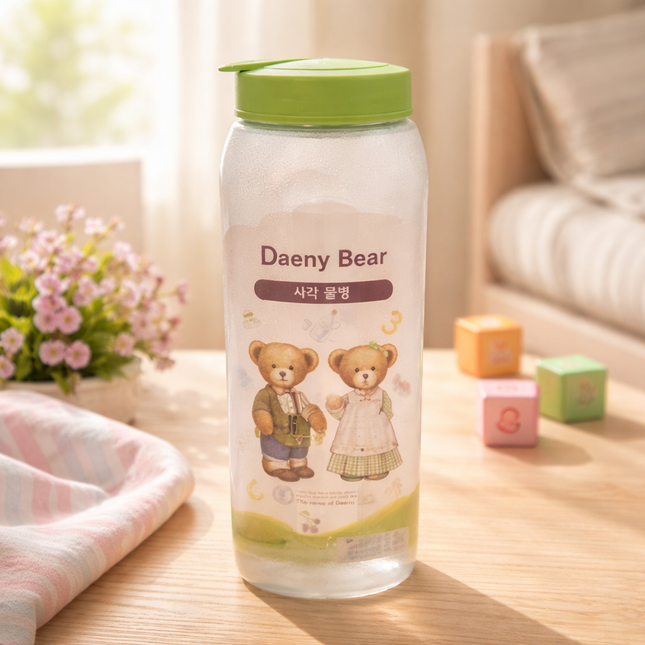 Korean Daeny Bear Lightweight Slim Fridge Water Bottle – Easy-Pour Spout, 1.2L - Made in Korea