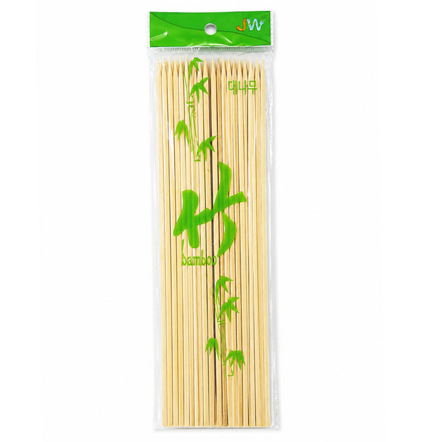 JW Flat Bamboo Skewers – Natural Bamboo BBQ & Grilling Skewers, Approx. 50 Pieces, 11.75 in (30 cm)