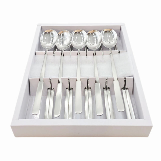 Golden Bell Korean 18/10 Stainless Steel Spoon & Chopsticks Set (5 Person Set) - Classic Plain Design - Made in Korea