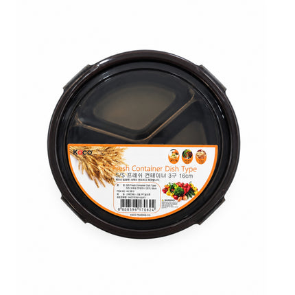 KOCO "Fresh Container" 3-Compartment Stainless Steel Food Container with Locking Lid - 6.3"