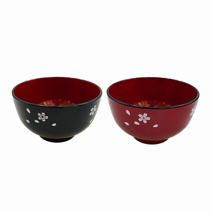 Japanese Melamine Soup Bowl – Sakura Cherry Blossom Design (2 Colors: Black or Red) - Made in Japan
