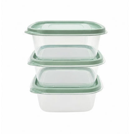 NEO Easy Cap Square Food Storage Container Set - 610 mL (20.6 oz) x 3 Pack - BPA Free - Microwave-Safe - Made in Korea
