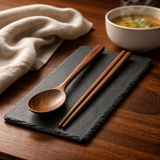 Casart Natural Wooden Spoon & Chopsticks Set – 9.1 in (23 cm) Long