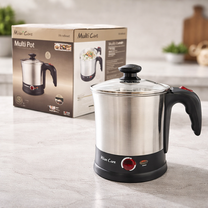 Milan Care Stainless Steel Electric Multi Pot (1.8L) – Adjustable Temperature Ramen Cooker with 360° Power Base - Multi Cooker