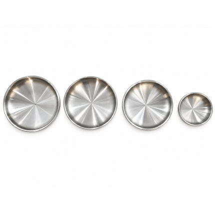 Double-Walled Brushed Stainless Steel Korean Banchan & Kimchi Side Dish / Sauce Dish Plate – 4 Sizes